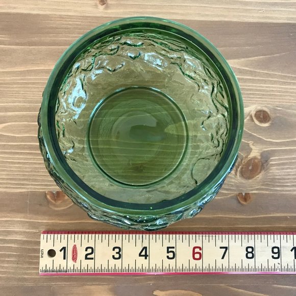Green Crinkle Glass Widemouth Flower Bowl Vase Vintage EO Brody 1018 USA - Picture 3 of 7